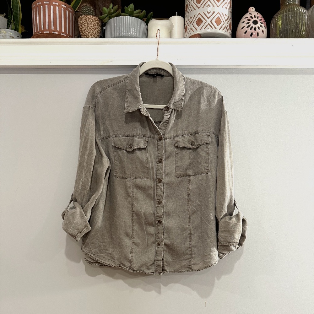 Olive Utility Button-Up